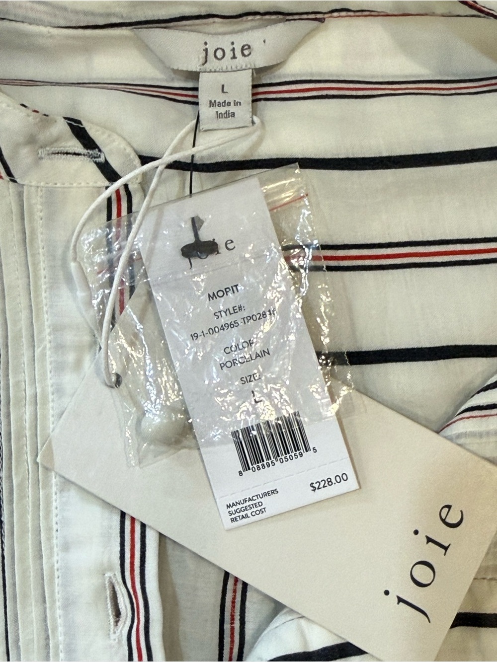 Joie Womens Striped Cotton-Blend Striped Button Placket Shirt - NWT - Picture 2 of 6